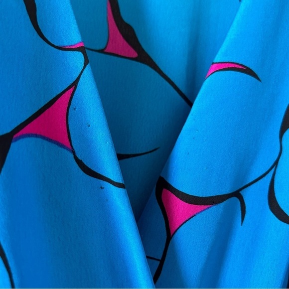 On The Rocks Vtg Dress Fit Sz Medium Blue Pink  3/4 Sleeves Cross Front Chest - Picture 5 of 12